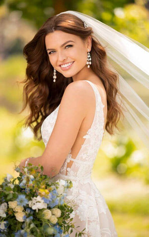 D2748 - Full A-Line Wedding Dress with Floral Details - Size 14 - Essense  of Australia - Perfections Bridal Studio